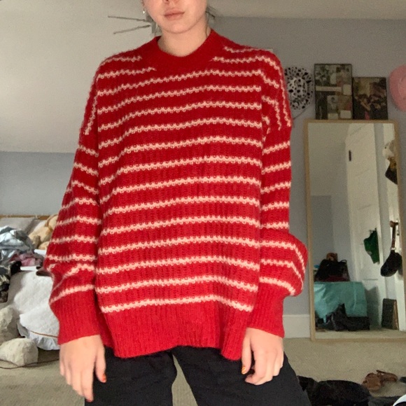 Allsaints Renne red/peach stripe sweater/jumper— brand new with tags! - Picture 5 of 7